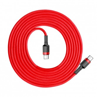 Kabel Baseus Cafule Odolný nylonový kabel USB-C PD / USB-C PD PD2.0 60W 20V 3A QC3.0 2M červený (CATKLF-H09)