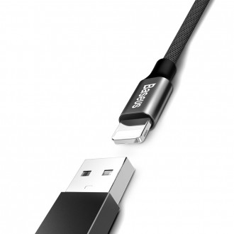 Textilní pletený kabel Baseus Yiven USB / Lightning 1,8M černý (CALYW-A01)