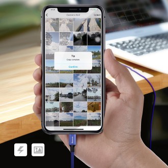 Textilní pletený kabel Baseus Yiven USB / Lightning 1,8M černý (CALYW-A01)