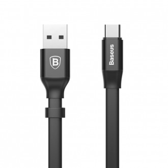 Baseus Nimble plochý kabel USB / USB-C kabel s držákem 2A 0,23M černý (CATMBJ-01)