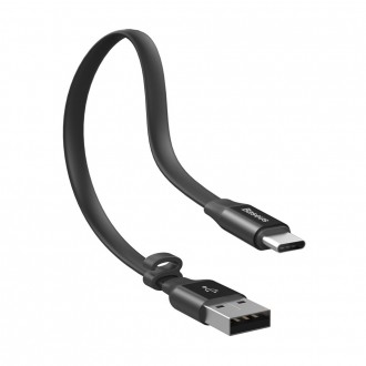 Baseus Nimble plochý kabel USB / USB-C kabel s držákem 2A 0,23M černý (CATMBJ-01)