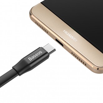 Baseus Nimble plochý kabel USB / USB-C kabel s držákem 2A 0,23M černý (CATMBJ-01)