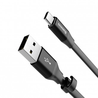 Baseus Nimble plochý kabel USB / USB-C kabel s držákem 2A 0,23M černý (CATMBJ-01)