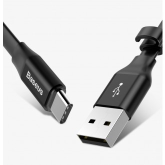 Baseus Nimble plochý kabel USB / USB-C kabel s držákem 2A 0,23M černý (CATMBJ-01)