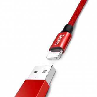 Textilní opletený kabel Baseus Yiven USB / Lightning 1,8M červený (CALYW-A09)