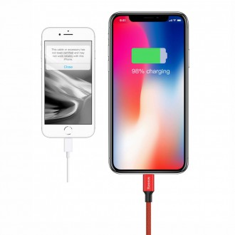 Textilní opletený kabel Baseus Yiven USB / Lightning 1,8M červený (CALYW-A09)