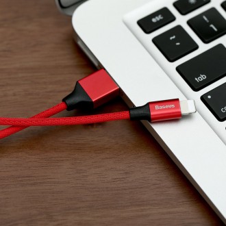 Textilní opletený kabel Baseus Yiven USB / Lightning 1,8M červený (CALYW-A09)