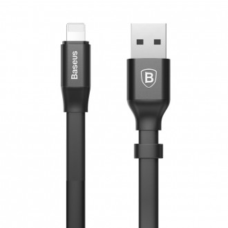 Baseus Nimble plochý kabel USB / Lightning kabel s držákem 2A 0,23M černý (CALMBJ-B01)
