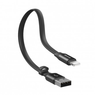 Baseus Nimble plochý kabel USB / Lightning kabel s držákem 2A 0,23M černý (CALMBJ-B01)