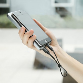 Baseus Nimble plochý kabel USB / Lightning kabel s držákem 2A 0,23M černý (CALMBJ-B01)