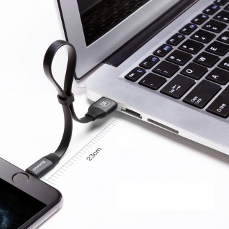 Baseus Nimble plochý kabel USB / Lightning kabel s držákem 2A 0,23M černý (CALMBJ-B01)