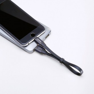 Baseus Nimble plochý kabel USB / Lightning kabel s držákem 2A 0,23M černý (CALMBJ-B01)