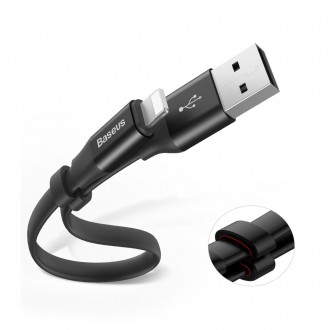 Baseus Nimble plochý kabel USB / Lightning kabel s držákem 2A 0,23M černý (CALMBJ-B01)