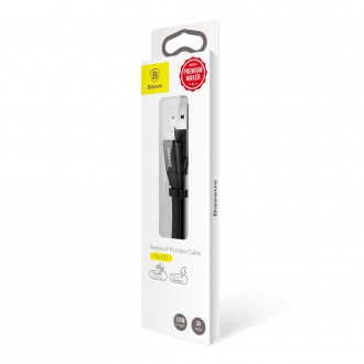 Baseus Nimble plochý kabel USB / Lightning kabel s držákem 2A 0,23M černý (CALMBJ-B01)