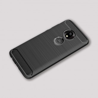 Carbon Case Flexible Cover pro Motorola Moto G7 Play black