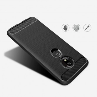 Carbon Case Flexible Cover pro Motorola Moto G7 Play black