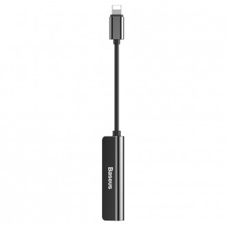 Baseus Audio Converter L52 adaptér z Lightning na 2x Lightning + mini jack 3,5 mm černý (CALL52-01)