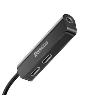 Baseus Audio Converter L52 adaptér z Lightning na 2x Lightning + mini jack 3,5 mm černý (CALL52-01)