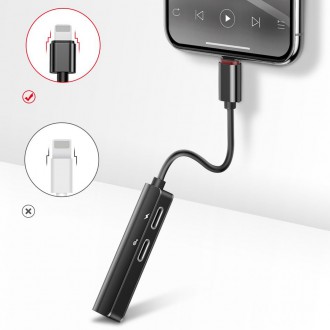 Baseus Audio Converter L52 adaptér z Lightning na 2x Lightning + mini jack 3,5 mm černý (CALL52-01)