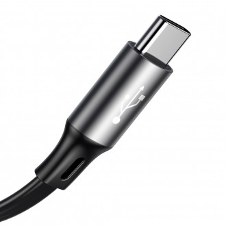Zatahovací kabel Baseus Fabric 3v1 USB - Micro USB / Lightning / USB-C 3,5A 35 cm - 120 cm šedý (CAMLT-BYG1)