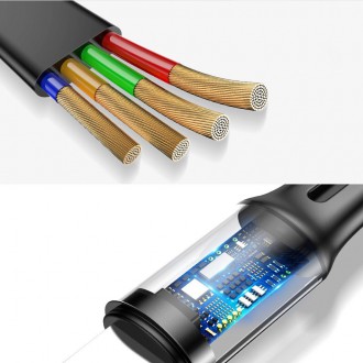 Zatahovací kabel Baseus Fabric 3v1 USB - Micro USB / Lightning / USB-C 3,5A 35 cm - 120 cm šedý (CAMLT-BYG1)