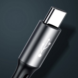 Zatahovací kabel Baseus Fabric 3v1 USB - Micro USB / Lightning / USB-C 3,5A 35 cm - 120 cm šedý (CAMLT-BYG1)