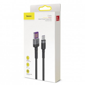 Baseus Cafule kabel USB Type C SuperCharge 40W Quick Charge 3.0 QC 3.0 1m šedo-černý (CATKLF-PG1)