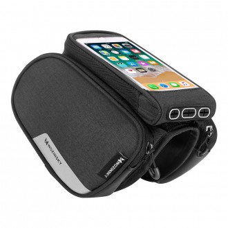 Wozinsky taška na rám na kolo + odnímatelné pouzdro na telefon do 6,5" 1,5l černé (WBB7BK)