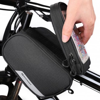 Wozinsky taška na rám na kolo + odnímatelné pouzdro na telefon do 6,5" 1,5l černé (WBB7BK)