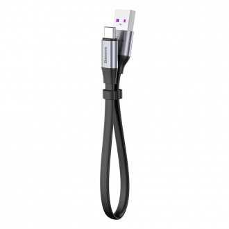 Baseus Jednoduchý plochý kabel USB kabel / USB Type C SuperCharge 5A 40W Quick Charge 3.0 QC 3.0 23cm šedý (CATMBJ-BG1)
