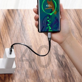 Baseus Jednoduchý plochý kabel USB kabel / USB Type C SuperCharge 5A 40W Quick Charge 3.0 QC 3.0 23cm šedý (CATMBJ-BG1)