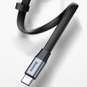 Baseus Jednoduchý plochý kabel USB kabel / USB Type C SuperCharge 5A 40W Quick Charge 3.0 QC 3.0 23cm šedý (CATMBJ-BG1)