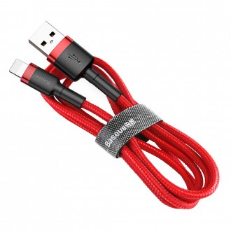 Baseus Cafule Cable odolný nylonový kabel USB / Lightning QC3.0 2A 3M červený (CALKLF-R09)