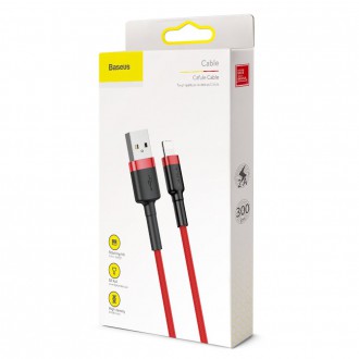 Baseus Cafule Cable odolný nylonový kabel USB / Lightning QC3.0 2A 3M červený (CALKLF-R09)