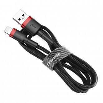 Baseus Cafule Cable odolný nylonový kabel USB / Lightning QC3.0 2A 3M černo-červený (CALKLF-R91)