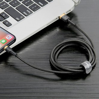 Baseus Cafule Cable odolný nylonový kabel USB / Lightning QC3.0 2A 3M černo-zlatý (CALKLF-RV1)