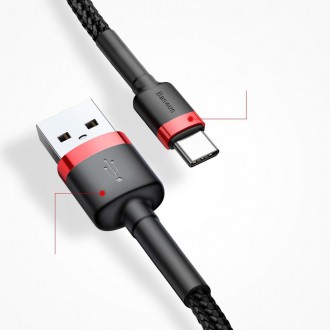Baseus Cafule Cable odolný nylonový kabel USB / USB-C QC3.0 2A 3M červený (CATKLF-U09)