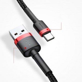 Baseus Cafule Cable odolný nylonový kabel USB / USB-C QC3.0 2A 3M červený (CATKLF-U09)