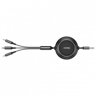 Baseus Golden Loop 3v1 prodlužovací kabel USB - micro USB / Lightning / USB-C 3.5A 35cm - 120cm černý (CAMLT-JH01)