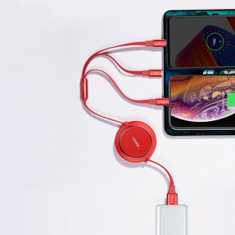 Baseus Golden Loop 3v1 prodlužovací kabel USB - micro USB / Lightning / USB-C 3.5A 35cm - 120cm černý (CAMLT-JH01)