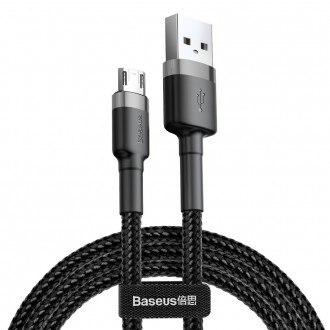 Baseus Cafule Cable odolný nylonový kabel USB / micro USB 2A 3M černo-šedý (CAMKLF-HG1)