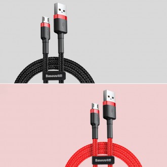 Baseus Cafule Cable odolný nylonový kabel USB / micro USB 2A 3M černo-šedý (CAMKLF-HG1)