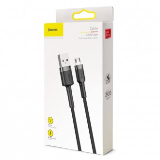 Baseus Cafule Cable odolný nylonový kabel USB / micro USB 2A 3M černo-šedý (CAMKLF-HG1)