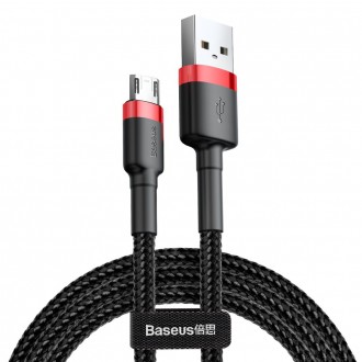 Baseus Cafule Cable odolný nylonový kabel USB / micro USB 2A 3M černo-červený (CAMKLF-H91)