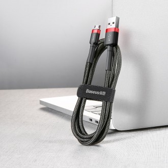 Baseus Cafule Cable odolný nylonový kabel USB / micro USB 2A 3M černo-červený (CAMKLF-H91)