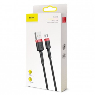 Baseus Cafule Cable odolný nylonový kabel USB / micro USB 2A 3M černo-červený (CAMKLF-H91)