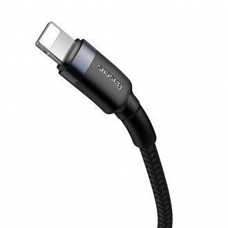 Baseus Cafule Cable odolný nylonový kabel USB Type C PD / Lightning 18W QC3.0 1m černo-šedý (CATLKLF-G1)