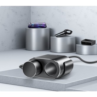 Rozbočovač nabíječky do auta Baseus 2x USB 3.1A 17W + 2x zásuvka do zapalovače cigaret 80W černá (CRDYQ-01)