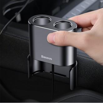 Rozbočovač nabíječky do auta Baseus 2x USB 3.1A 17W + 2x zásuvka do zapalovače cigaret 80W černá (CRDYQ-01)