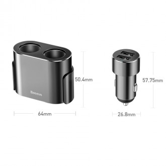 Rozbočovač nabíječky do auta Baseus 2x USB 3.1A 17W + 2x zásuvka do zapalovače cigaret 80W černá (CRDYQ-01)